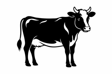 cow silhouette line art vector illustration