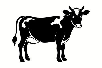 cow silhouette line art vector illustration