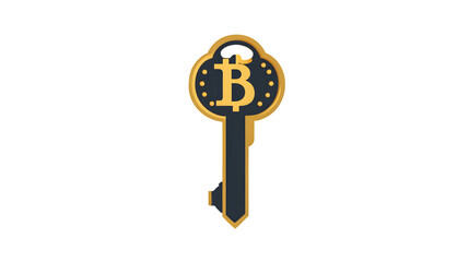 Obraz premium Cryptocurrency Key Icon with Bitcoin Symbol for Security and Access Control