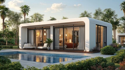 Fototapeta premium Modern minimalist vacation home by a pool