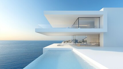Fototapeta premium Modern seaside villa with infinity pool