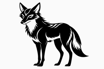 coyote silhouette line art vector illustration