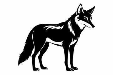 coyote silhouette line art vector illustration