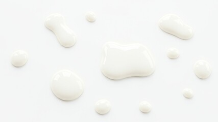 Texture ondulante de cr&egrave;me lact&eacute;e blanche isol&eacute;e sur fond blanc Gouttes de lait fluide et onctueux