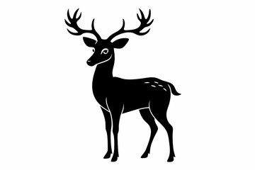 deer silhouette line art vector illustration