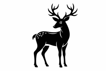 deer silhouette line art vector illustration