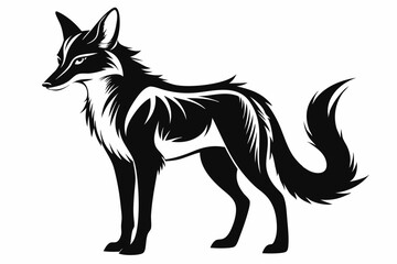 dhole silhouette line art vector illustration