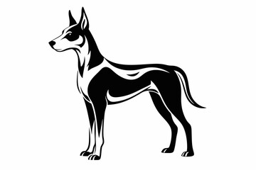 dog silhouette line art vector illustration