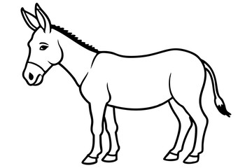 donkey silhouette line art vector illustration