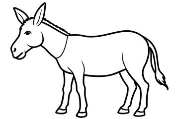 donkey silhouette line art vector illustration