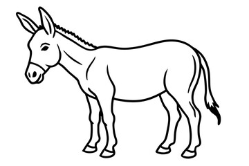 donkey silhouette line art vector illustration