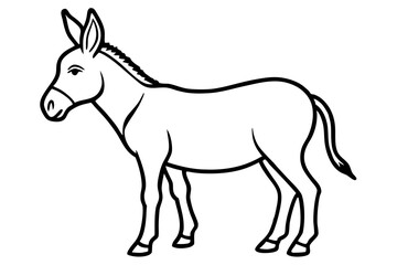 Fototapeta premium donkey silhouette line art vector illustration