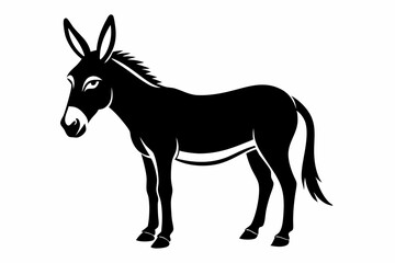donkey silhouette line art vector illustration