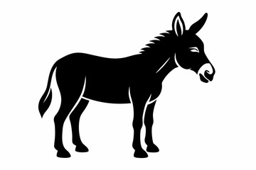 donkey silhouette line art vector illustration