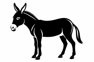 donkey silhouette line art vector illustration