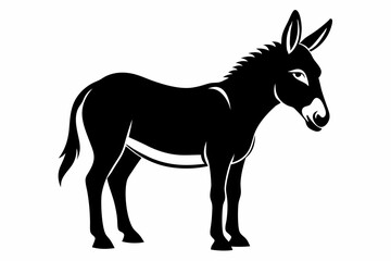 donkey silhouette line art vector illustration