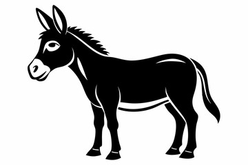 donkey silhouette line art vector illustration