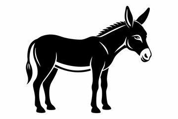 donkey silhouette line art vector illustration