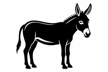 donkey silhouette line art vector illustration