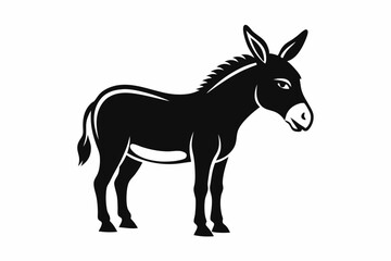 donkey silhouette line art vector illustration
