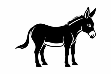 donkey silhouette line art vector illustration