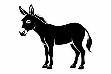 donkey silhouette line art vector illustration