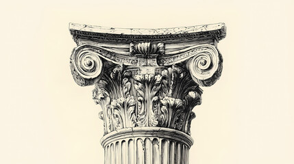 Obraz premium Detailed hand-drawn engraving of an ancient roman column. Ancient Etchings. Illustration