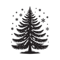 Obraz premium Fir Tree Vector Silhouette, Elegant Evergreen Tree Outline, Nature-Inspired Clipart for Wall Art, Logos, Stickers, Apparel, Digital Prints, Crafts, Posters, and Home Decor.