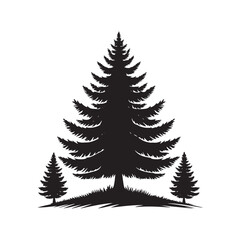 Fototapeta premium Fir Tree Vector Silhouette, Elegant Evergreen Tree Outline, Nature-Inspired Clipart for Wall Art, Logos, Stickers, Apparel, Digital Prints, Crafts, Posters, and Home Decor.