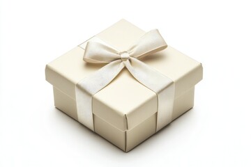 Obraz premium Elegant Gift Box with Ribbon Bow on White Background for Celebration