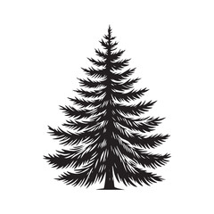 Fir Tree Vector Silhouette, Elegant Evergreen Tree Outline, Nature-Inspired Clipart for Wall Art, Logos, Stickers, Apparel, Digital Prints, Crafts, Posters, and Home Decor.