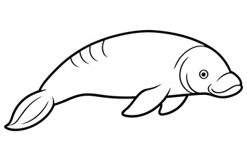 dugong silhouette line art vector illustration