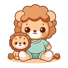 Fototapeta premium Cute Lion and Child Illustration – Adorable Friendship Scene