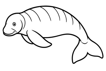 Fototapeta premium dugong silhouette line art vector illustration