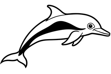 dusky dolphin silhouette line art vector illustration