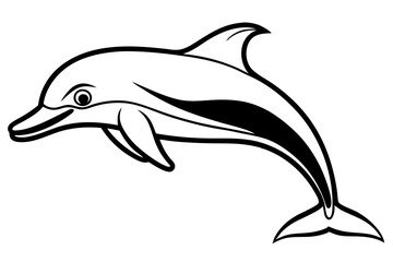 Obraz premium dusky dolphin silhouette line art vector illustration