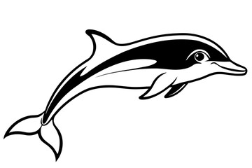 Obraz premium dusky dolphin silhouette line art vector illustration