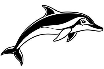 Fototapeta premium dusky dolphin silhouette line art vector illustration