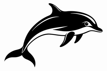 dusky dolphin silhouette line art vector illustration