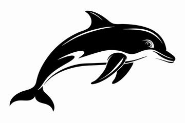 dusky dolphin silhouette line art vector illustration