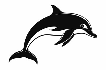 dusky dolphin silhouette line art vector illustration