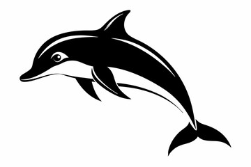 dusky dolphin silhouette line art vector illustration