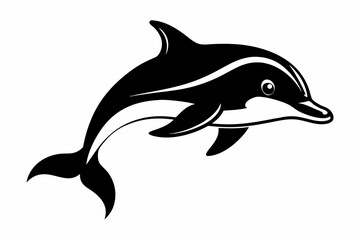 Fototapeta premium dusky dolphin silhouette line art vector illustration