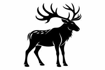 elk silhouette line art vector illustration