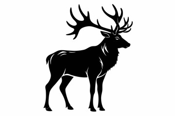 elk silhouette line art vector illustration