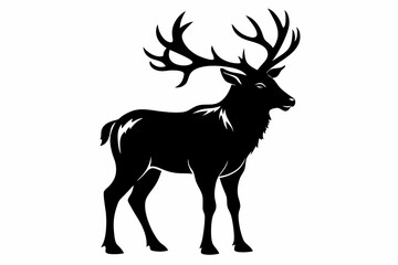 elk silhouette line art vector illustration
