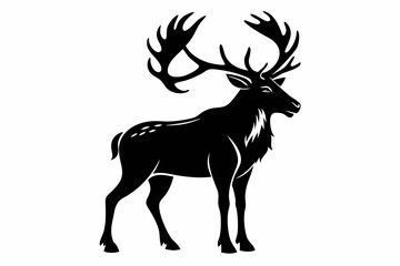 elk silhouette line art vector illustration