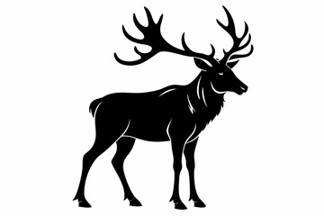 elk silhouette line art vector illustration