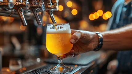 Pouring a refreshing beer