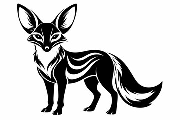 fennec fox silhouette line art vector illustration